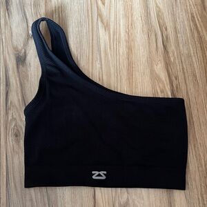 Zensah Black One-Shoulder Sports Bra